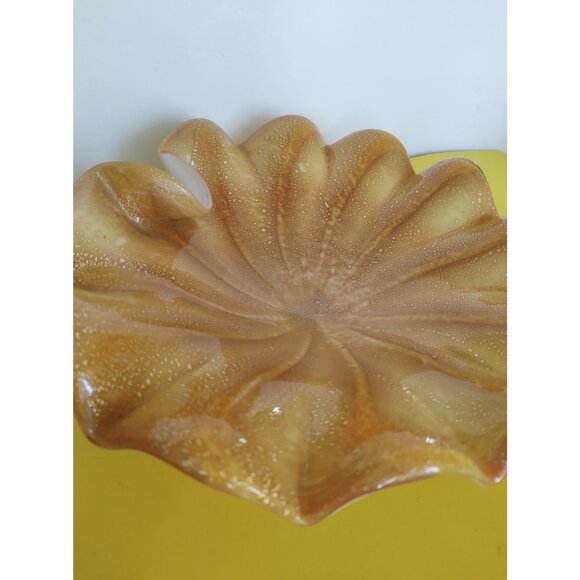 Vintage Murano Art Glass Bowl 10" Hand Blown Gold Fleck - Picture 2 of 12